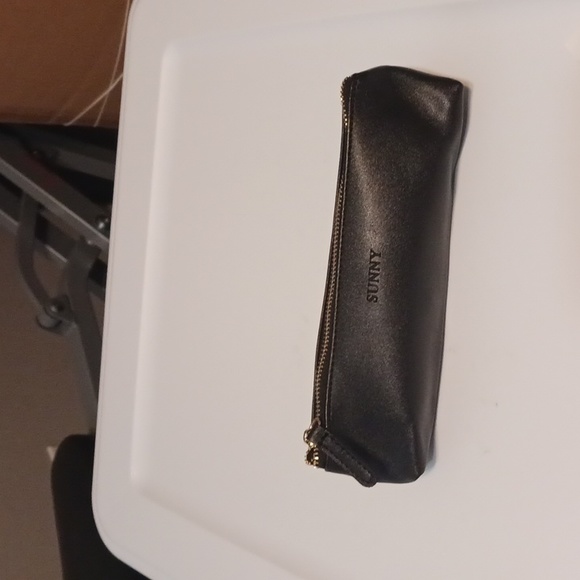 PU LeatherSmall Slim Cosmetic Pouch Storage Waterproof Zipper Pouch Black - Picture 4 of 4